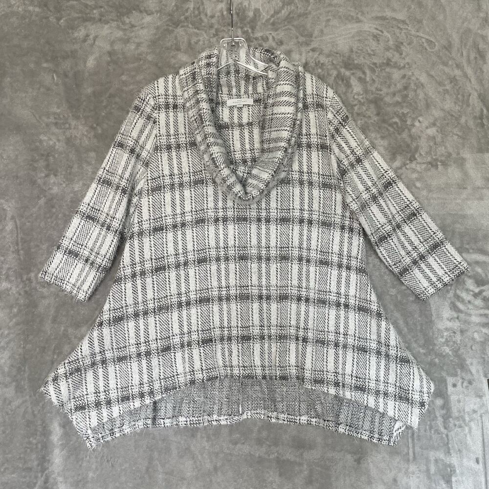 New Directions Tunic Womens Large Cowl Neck Sweater Top 3/4 Sleeve Faux Mohair